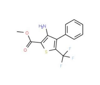 Methyl 3-amino-4-phenyl-5-(trifluoromethyl)-thiophene-2-carboxylate (CAS 256353-38-5) - chemical structure image