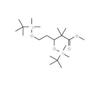 (&minus;)-Methyl (3S)-3,5-Bis-(TBDMS-oxy)-2,2-dimethylpentanoate (CAS 218614-13-2) - chemical structure image