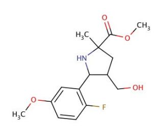 Methyl 5-(2-fluoro-5-methoxyphenyl)-4-(hydroxymethyl)-2-methylpyrrolidine-2-carboxylate - chemical structure image