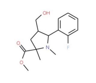 Methyl 5-(2-fluorophenyl)-4-(hydroxymethyl)-1,2-dimethyl-2-pyrrolidinecarboxylate - chemical structure image