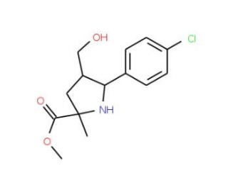 Methyl 5-(4-chlorophenyl)-4-(hydroxymethyl)-2-methylpyrrolidine-2-carboxylate - chemical structure image