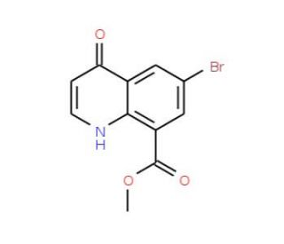 Methyl 6-bromo-4-oxo-1,4-dihydro-8-quinolinecarboxylate - chemical structure image