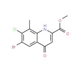 Methyl 6-bromo-7-chloro-8-methyl-4-hydroxyquinoline-2-carboxylate (CAS 1065074-46-5) - chemical structure image