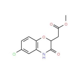 Methyl (6-chloro-2H-1,4-benzoxazin-3(4H)-one-2-yl) acetate (CAS 104662-84-2) - chemical structure image