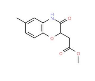 Methyl(6-methyl-2H-1,4-benzoxazin-3(4H)-one-2-yl)acetate (CAS 104662-85-3) - chemical structure image