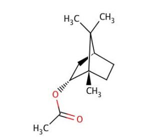 (&minus;)-Bornyl acetate (CAS 5655-61-8) - chemical structure image