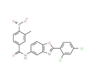 N-[2-(2,4-Dichloro-phenyl)-benzooxazol-5-yl]-3-methyl-4-nitro-benzamide - chemical structure image