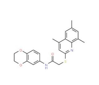 N-(2,3-Dihydro-benzo[1,4]dioxin-6-yl)-2-(4,6,8-trimethyl-quinolin-2-ylsulfanyl)-acetamide - chemical structure image