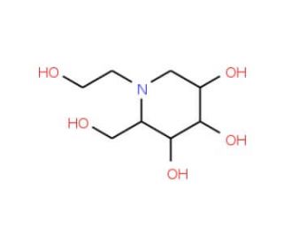 N-(2-Hydroxyethyl)-1-deoxygalactonojirimycin Hydrochloride (CAS 1322625-07-9) - chemical structure image