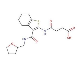 N-{3-[(Tetrahydro-furan-2-ylmethyl)-carbamoyl]-4,5,6,7-tetrahydro-benzo[b]thiophen-2-yl}-succinamic acid - chemical structure
