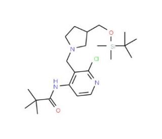 N-(3-((3-((tert-Butyldimethylsilyloxy)methyl)pyrrolidin-1-yl)methyl)-2-chloropyridin-4-yl)pivalamide - chemical structure ima