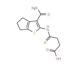 N-(3-Carbamoyl-5,6-dihydro-4H-cyclopenta[b]thiophen-2-yl)-succinamic acid - chemical structure image