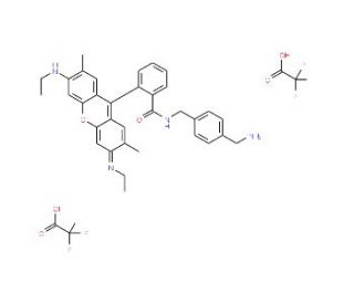 N-[4-(Aminomethyl)benzyl]rhodamine 6G-amide bis(trifluoroacetate) (CAS 591742-78-8) - chemical structure image