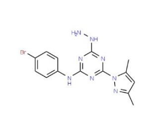 N-(4-Bromophenyl)-4-(3,5-dimethyl-1H-pyrazol-1-yl)-6-hydrazino-1,3,5-triazin-2-amine - chemical structure image
