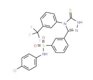 N-(4-Chloro-phenyl)-3-[5-mercapto-4-(3-trifluoromethyl-phenyl)-4H-[1,2,4]triazol-3-yl]-benzenesulfonamide - chemical structur