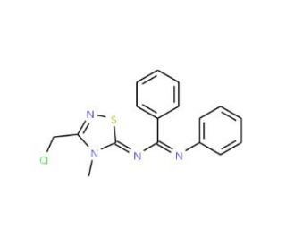 N-[(5Z)-3-(chloromethyl)-4-methyl-1,2,4-thiadiazol-5(4H)-ylidene]-N&prime;-phenylbenzenecarboximidamide - chemical structure image