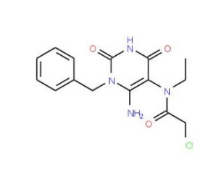 N-(6-Amino-1-benzyl-2,4-dioxo-1,2,3,4-tetrahydro-pyrimidin-5-yl)-2-chloro-N-ethyl-acetamide - chemical structure image