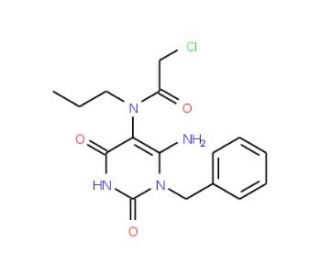 N-(6-Amino-1-benzyl-2,4-dioxo-1,2,3,4-tetrahydro-pyrimidin-5-yl)-2-chloro-N-propyl-acetamide - chemical structure image