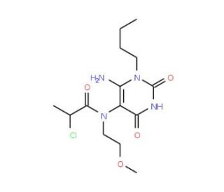 N-(6-amino-1-butyl-2,4-dioxo-1,2,3,4-tetrahydropyrimidin-5-yl)-2-chloro-N-(2-methoxyethyl)propanamide - chemical structure im