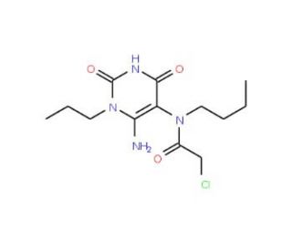 N-(6-amino-2,4-dioxo-1-propyl-1,2,3,4-tetrahydropyrimidin-5-yl)-N-butyl-2-chloroacetamide - chemical structure image