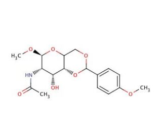 N-Acetyl-4,6-(p-methoxybenzylidene)-2-deoxy-1-O-methyl-&alpha;-D-galactosamine (CAS 188666-34-4) - chemical structure image