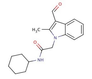 N-Cyclohexyl-2-(3-formyl-2-methyl-indol-1-yl)-acetamide (CAS 436096-87-6) - chemical structure image