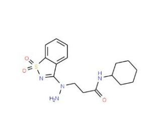 N-cyclohexyl-3-[1-(1,1-dioxido-1,2-benzisothiazol-3-yl)hydrazino]propanamide - chemical structure image