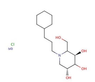 N-Cyclohexylpropyl Deoxynojirimycin, Hydrochloride (CAS 1221793-31-2) - chemical structure image