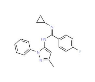N-cyclopropyl-4-fluoro-N&prime;-(3-methyl-1-phenyl-1H-pyrazol-5-yl)benzenecarboximidamide - chemical structure image