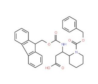 N-Fmoc-3-(1-Cbz-Piperidin-2-yl)-beta-DL-alanine (CAS 886362-31-8) - chemical structure image