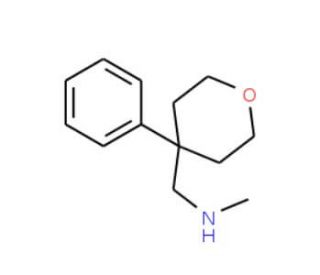 N-methyl-1-(4-phenyltetrahydro-2H-pyran-4-yl)methylamine (CAS 958443-30-6) - chemical structure image