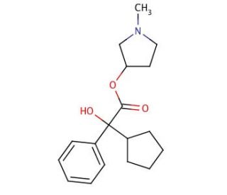 N-Methyl-3-pyrrolidinyl Cyclopentylmandelate (mixture of diastereomers) (CAS 13118-11-1�) - chemical structure image