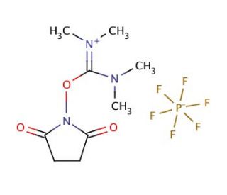 N,N,N&prime;,N&prime;-Tetramethyl-O-(N-succinimidyl)uronium hexafluorophosphate (CAS 265651-18-1) - chemical structure image