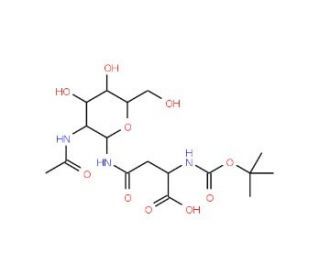 N-Omega-(2-acetamido-2-deoxy-b-D-glucopyranosyl)-N-a-Boc-L-asparagine (CAS 137255-40-4) - chemical structure image