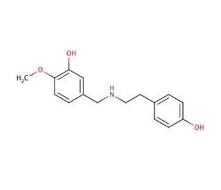 N-(p-Hydroxyphenethyl)-N-(3-hydroxy-4-methoxy)benzylamine (CAS 4579-60-6) - chemical structure image