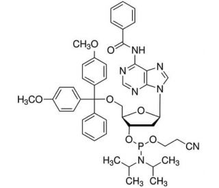 N6-Benzoyl-2&prime;-deoxy-5&prime;-O-DMT-adenosine 3&prime;-CE phosphoramidite (CAS 98796-53-3) - chemical structure image