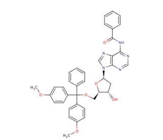 N6-Benzoyl-5&prime;-O-(4,4&prime;-dimethoxytrityl)-2&prime;-deoxyadenosine (CAS 64325-78-6) - chemical structure image
