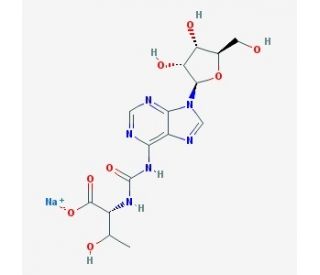 N6-Carbamoylthreonyladenosine sodium salt (CAS 24719-82-8 (free acid)) - chemical structure image