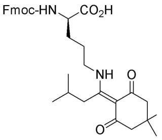 N&alpha;-Fmoc-N&beta;-1-(4,4-dimethyl-2,6-dioxocyclohex-1-ylidene)-3-methylbutyl-D-ornithine - chemical structure image
