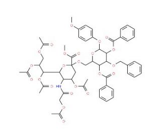 Neu5GcAc[1Me,4789Ac] alpha(2-6)Gal[24Bz,3Bn]-beta-MP - chemical structure image
