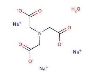 Nitrilotriacetic acid trisodium salt monohydrate (CAS 18662-53-8) - chemical structure image