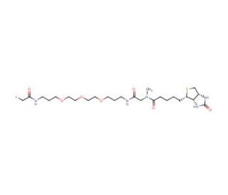 N&prime;-(13-Iodoacetamido-4,7,10-trioxatridecanyl)-N-methyl-N-biotinylglycinamide - chemical structure image