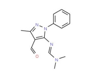 N&prime;-(4-Formyl-3-methyl-1-phenyl-1H-pyrazol-5-yl)-N,N-dimethyliminoformamide (CAS 58668-41-0) - chemical structure image