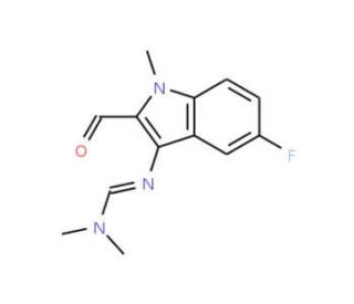 N&prime;-(5-Fluoro-2-formyl-1-methyl-1H-indol-3-yl)-N,N-dimethylimidoformamide - chemical structure image