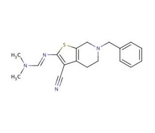 N&prime;-(6-Benzyl-3-cyano-4,5,6,7-tetrahydrothieno-[2,3-c]pyridin-2-yl)-N,N-dimethyliminoformamide - chemical structure image
