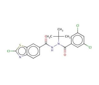 N&prime;-tert-butyl-2-chloro-N&prime;-(3,5-dichlorobenzoyl)benzo[d]thiazole-6-carbohydrazide - chemical structure image