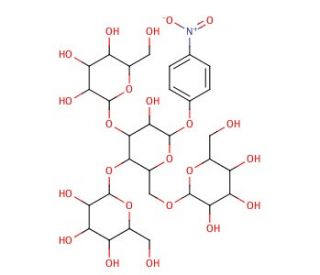 p-Nitrophenyl 3,4,6-Tri-O-(&alpha;-D-mannopyranosyl)-&beta;-D-mannopyranoside - chemical structure image