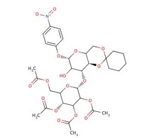 p-Nitrophenyl 3-O-(2,3,4,6-Tetra-O-acetyl-&alpha;-D-mannopyranosyl)-4,6-O-cyclohexylidene-&beta;-D-mannopyranoside - chemical structure