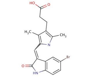 PDGFR/VEGFR2 Tyrosine Kinase Inhibitor, 5-Br SU6668 - chemical structure image