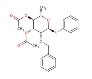 Phenyl 3,4-Di-O-acetyl-&alpha;-O-benzyl-1-thio-&alpha;-L-rhamnopyranoside (CAS 849938-20-1) - chemical structure image